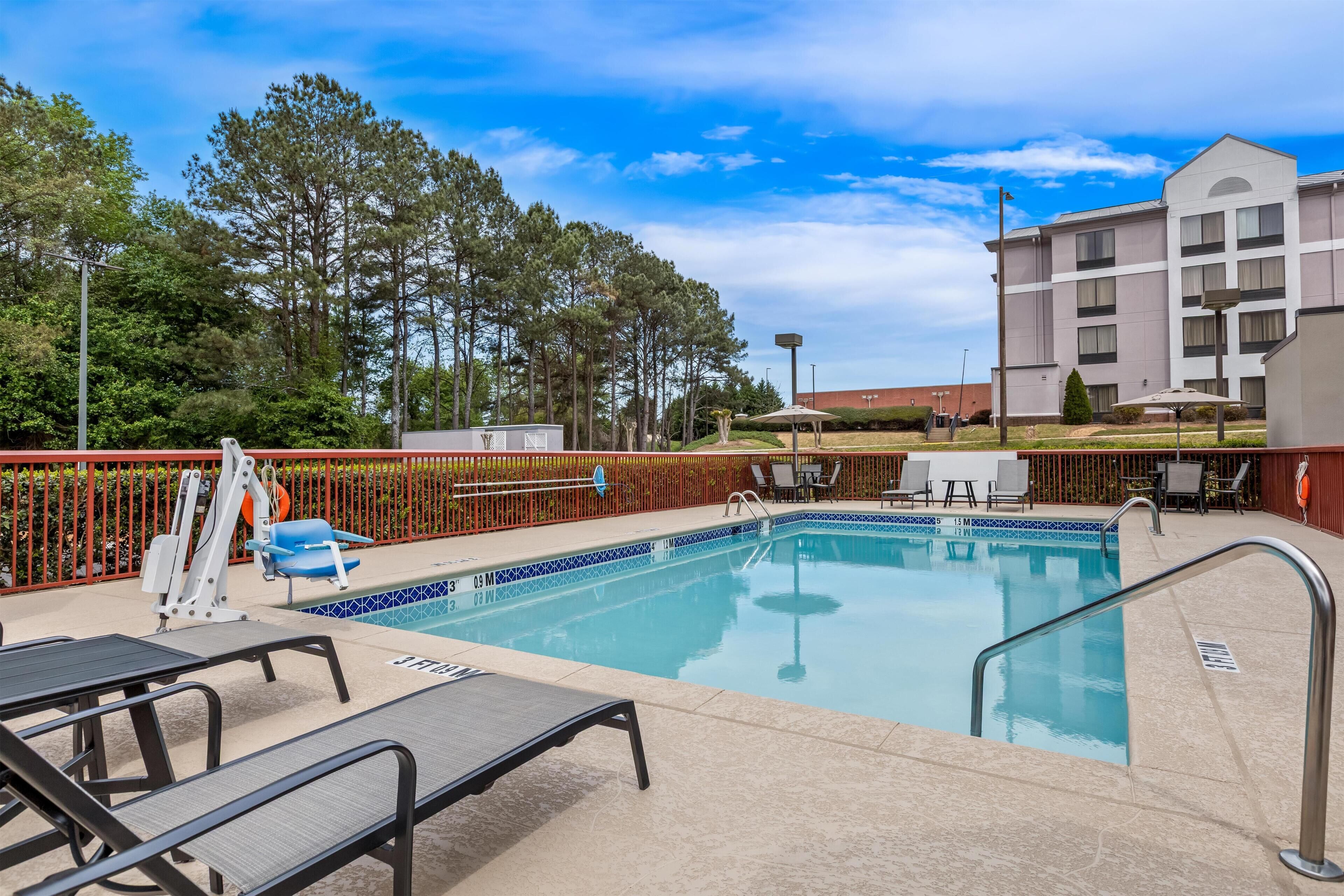 Seasonal outdoor pool, open 10 AM to 10 PM, sun loungers