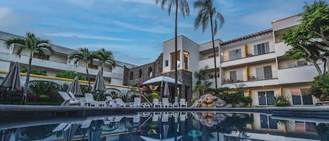 2 outdoor pools, open 8:00 AM to 8:00 PM, pool umbrellas, sun loungers