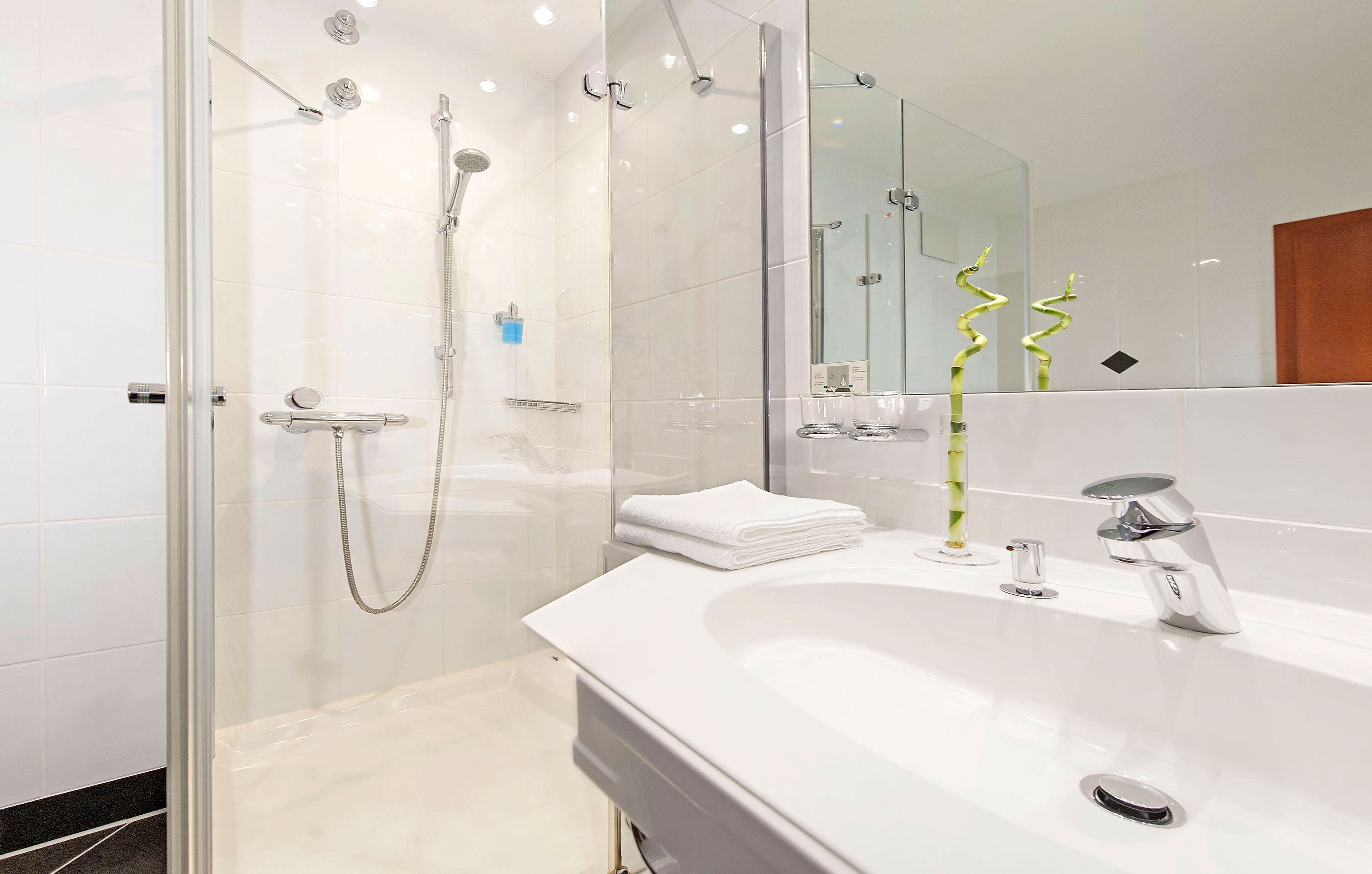 free toiletries, hair dryer, towels