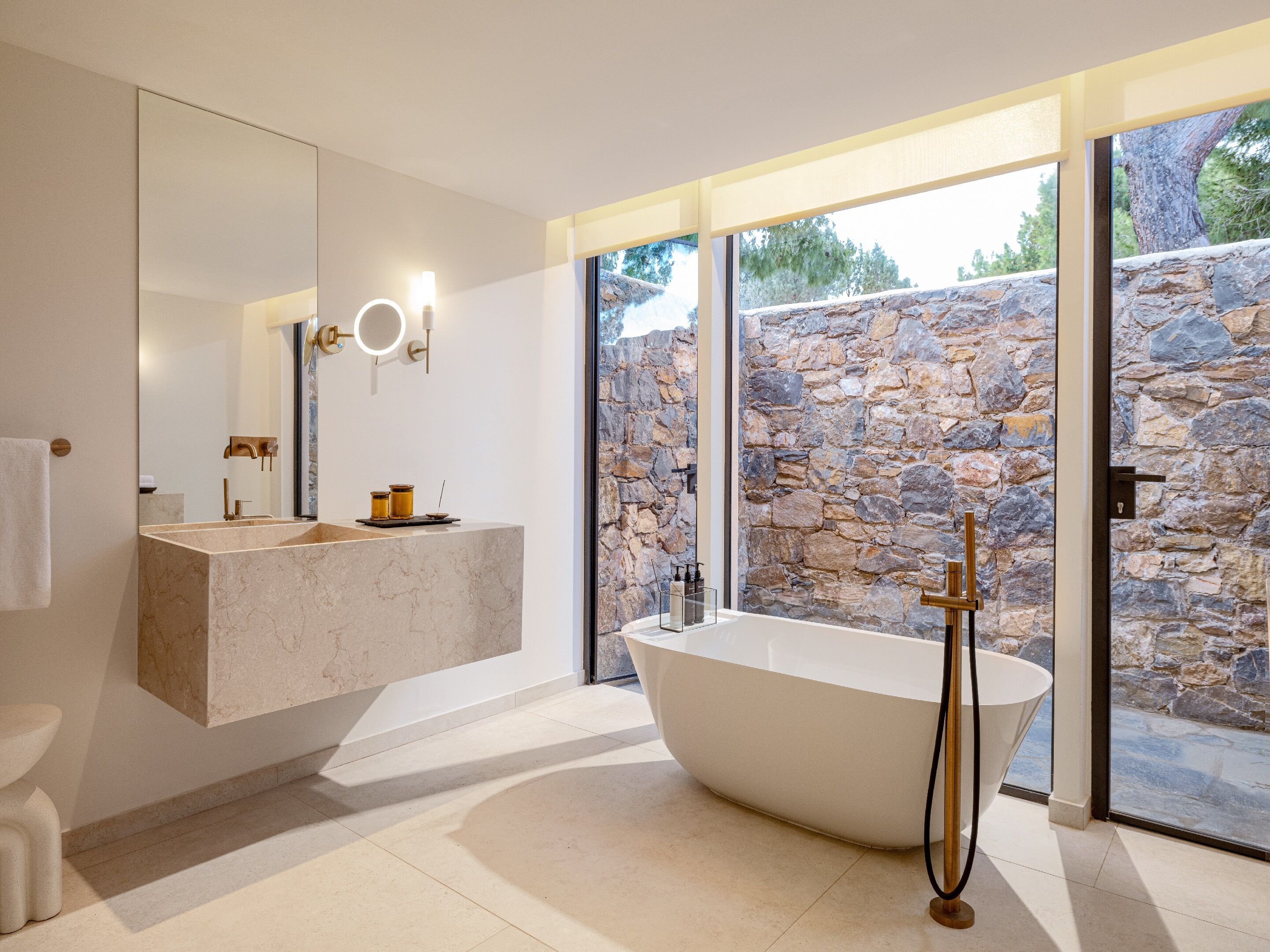 junior suite | bathroom | eco-friendly toiletries, hair dryer, bathrobes, slippers