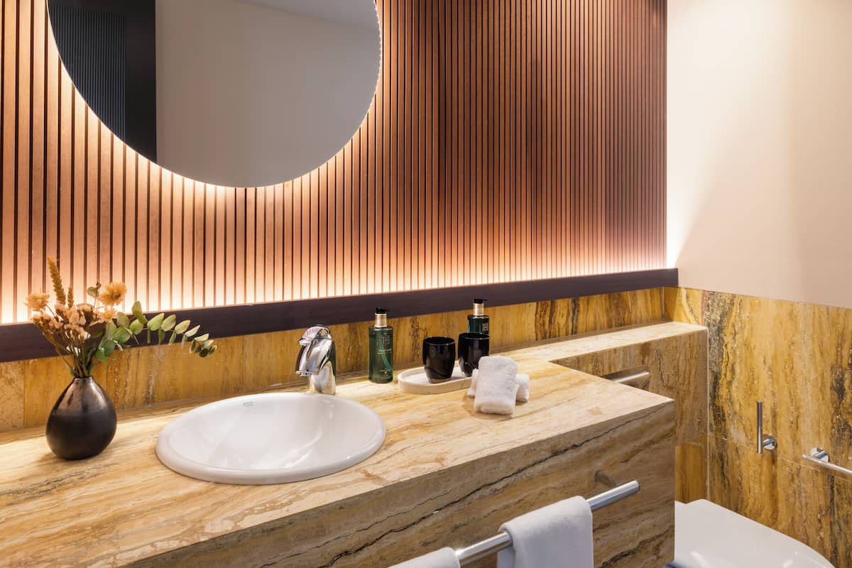 free toiletries, hair dryer, bathrobes, slippers