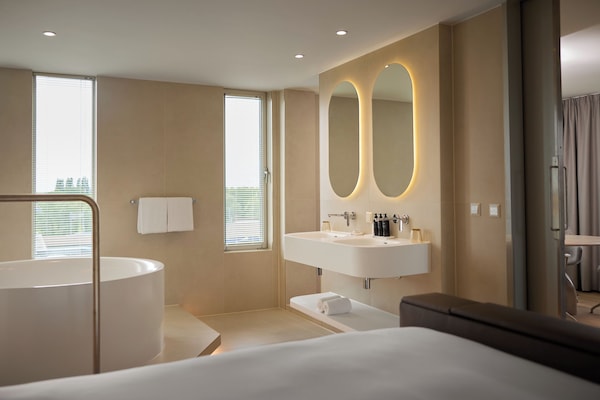Deluxe Suite (WOW Suite) | Bathroom | Hair dryer, towels, soap, shampoo