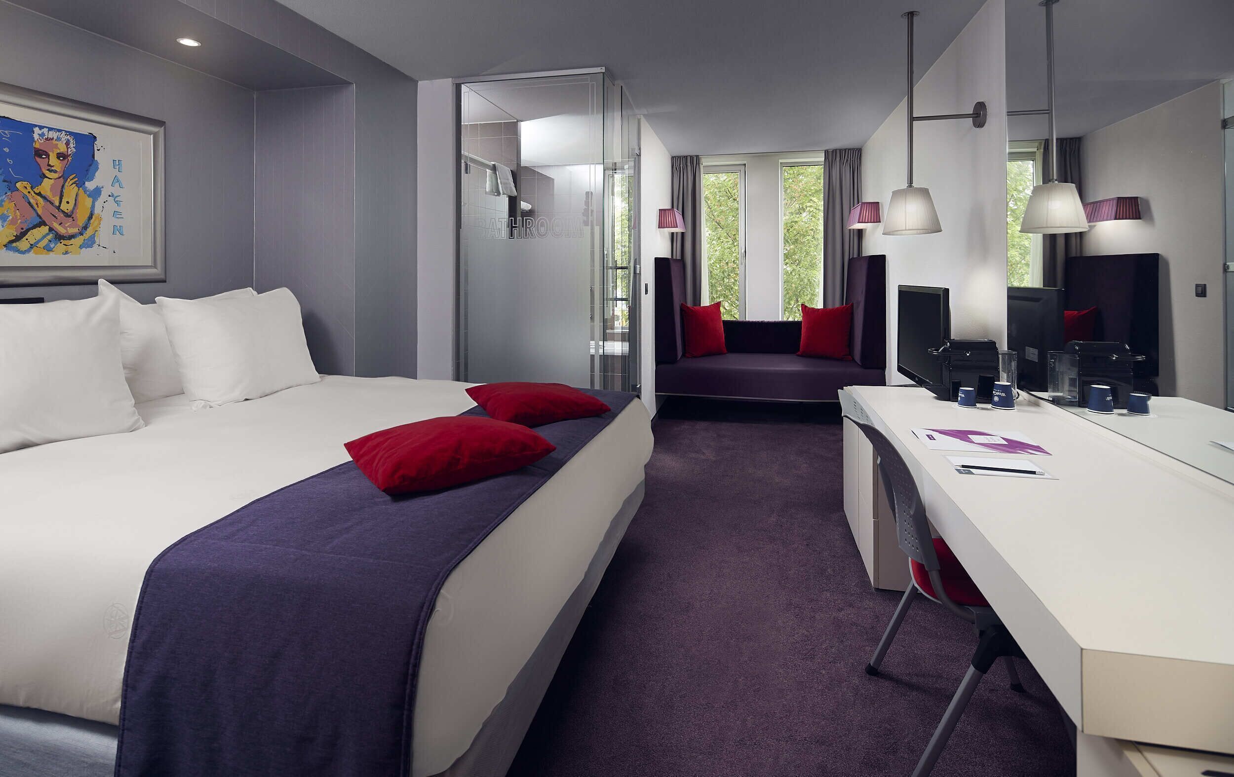 In-room safe, desk, laptop workspace, blackout curtains