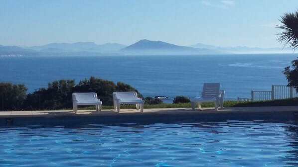 Outdoor pool, pool loungers