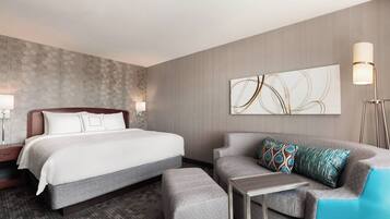 Room, 1 King Bed with Sofa bed | Pillowtop beds, desk, laptop workspace, iron/ironing board