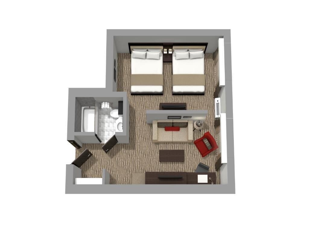 studio suite, 2 queen beds, non smoking | 1 bedroom, in-room safe, desk, iron/ironing board