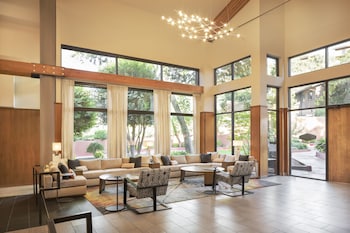 Sitting area in hotel lobby at Amara Resort and Spa