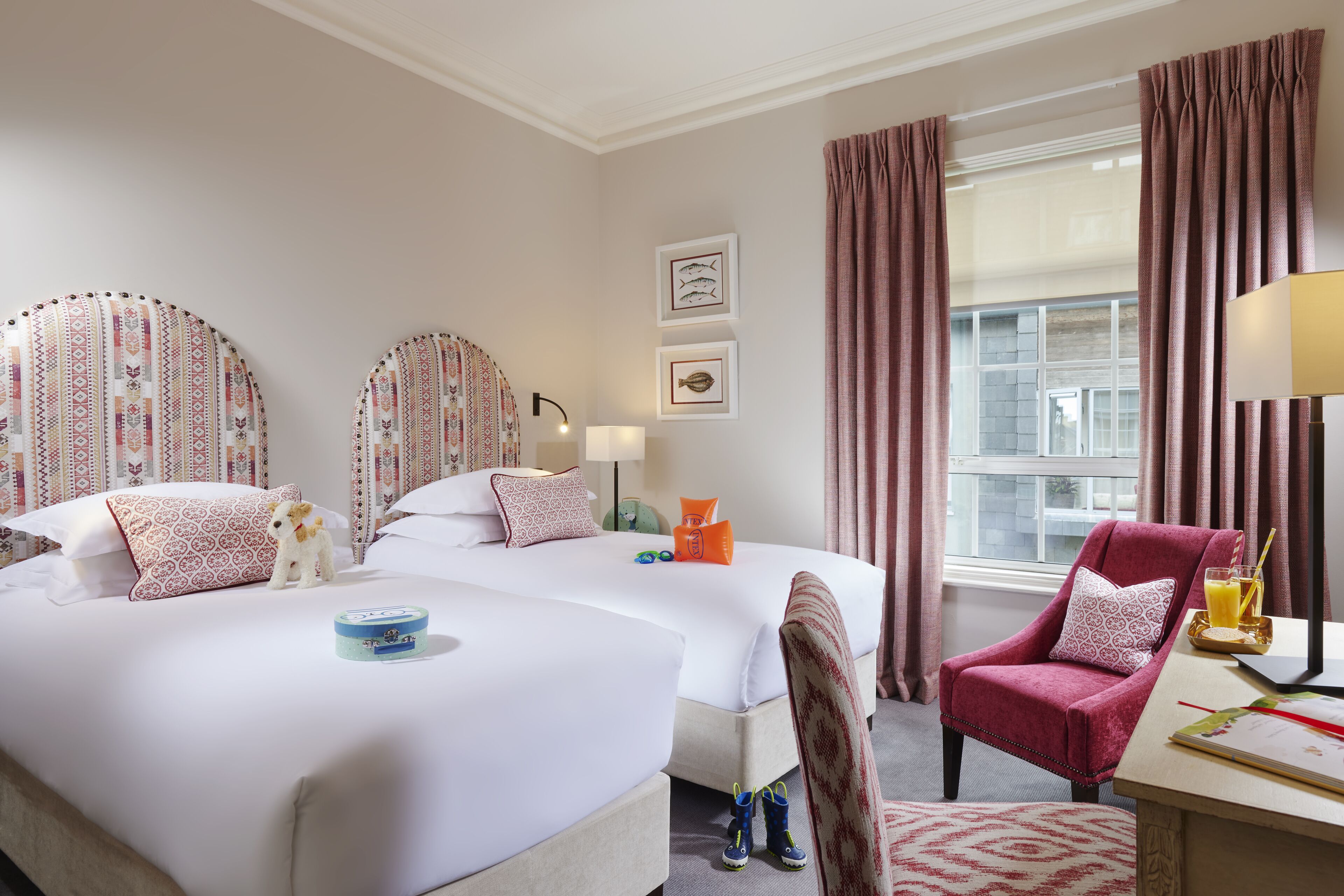 hypo-allergenic bedding, desk, laptop workspace, iron/ironing board