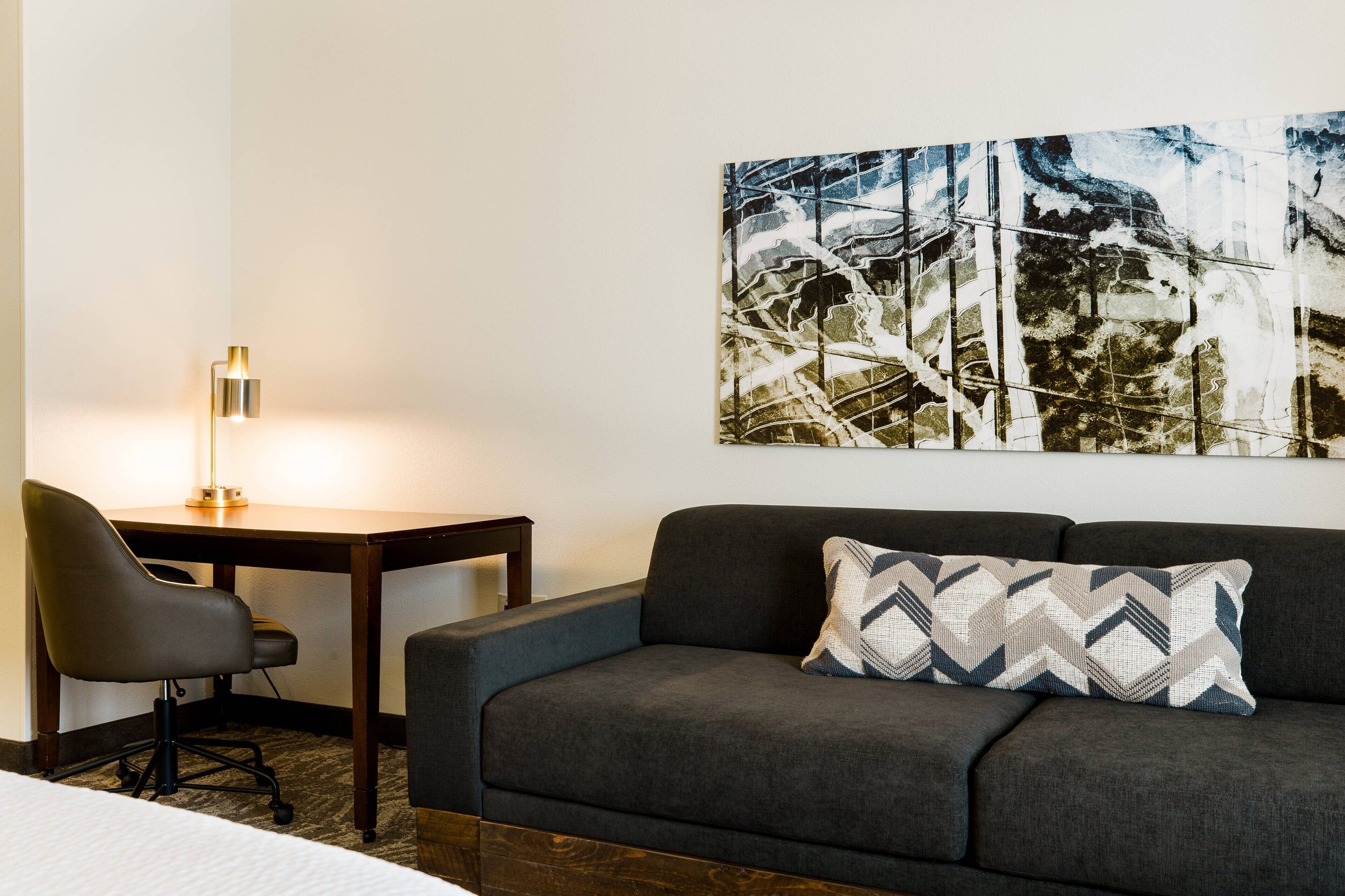 1 bedroom, desk, blackout curtains, iron/ironing board