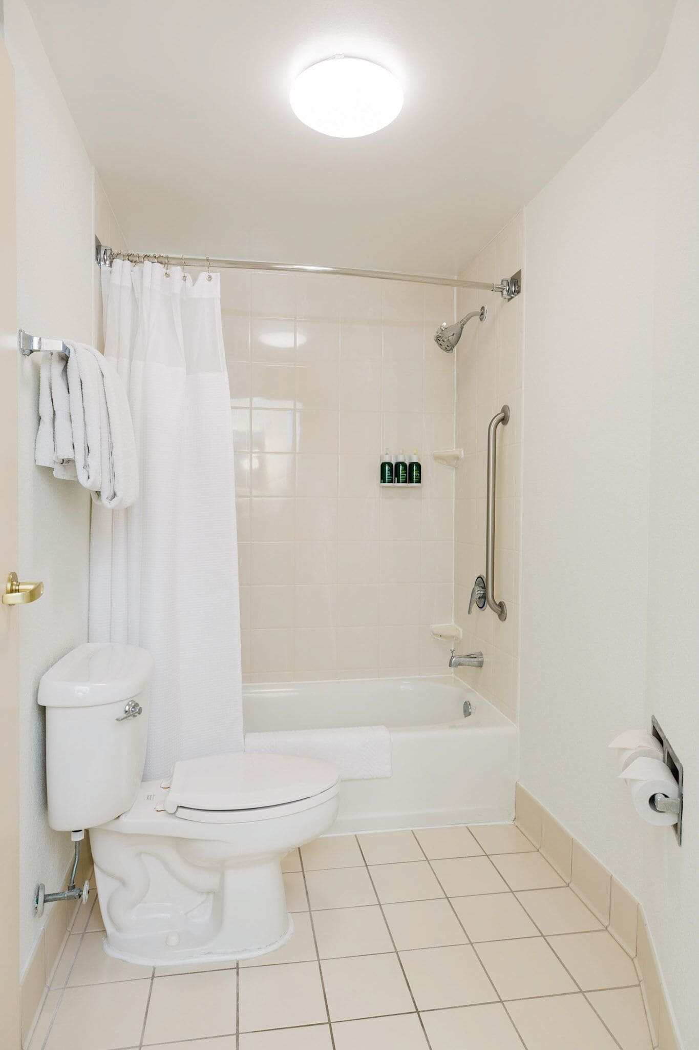 combined shower/bathtub, hydromassage showerhead, free toiletries