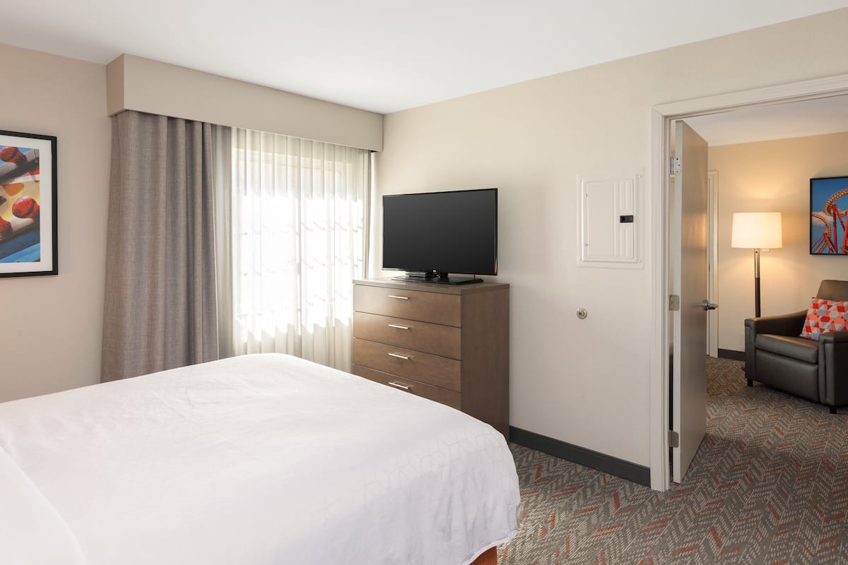 1 bedroom, pillowtop beds, laptop workspace, iron/ironing board