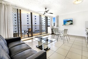 Superior Apartment, 1 Bedroom | Living area | 32-inch LCD TV with cable channels, TV
