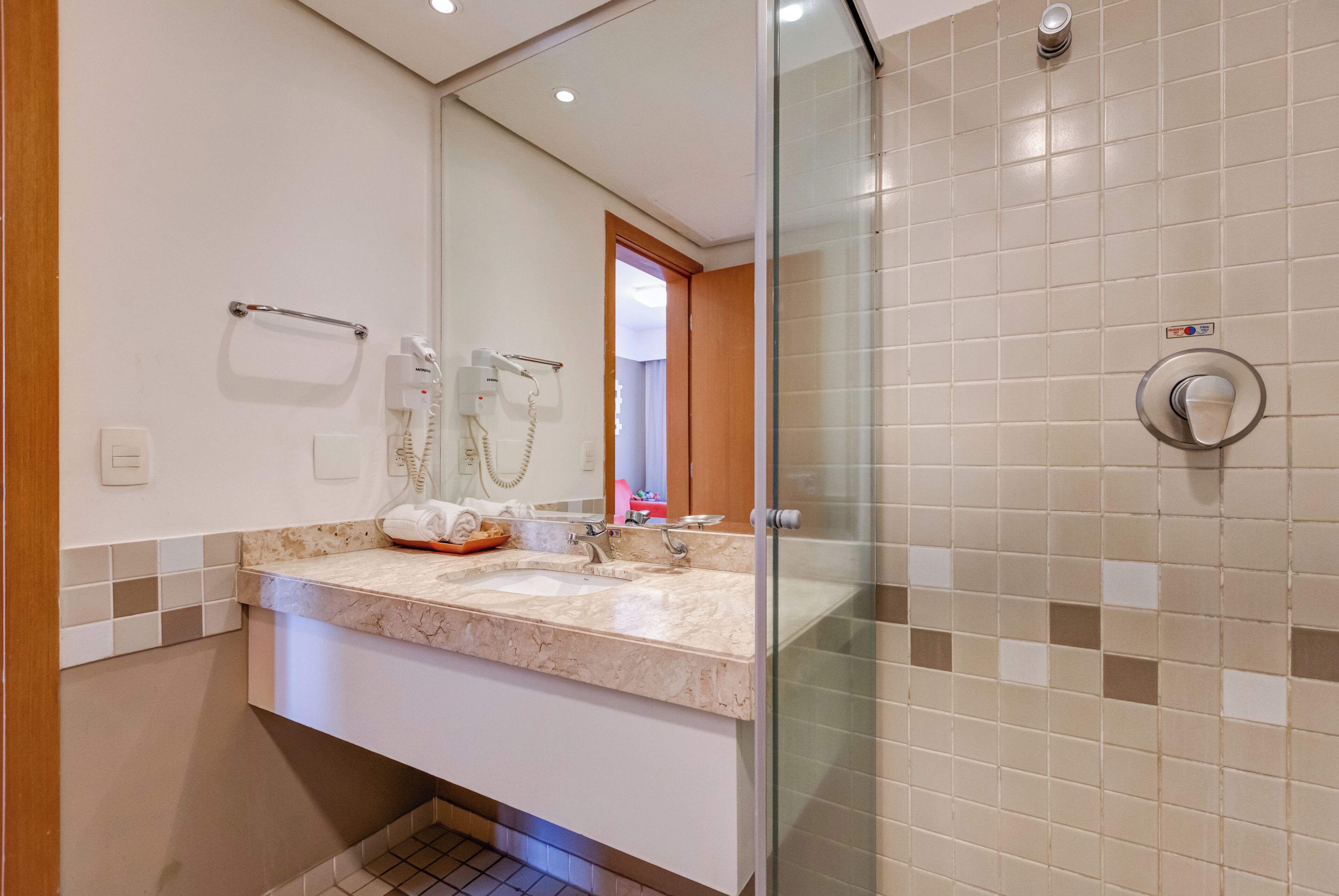 superior twin room | bathroom | shower, rainfall showerhead, free toiletries, hair dryer
