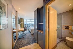 Shower, eco-friendly toiletries, hair dryer, towels