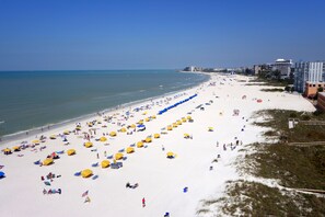 On the beach, white sand
