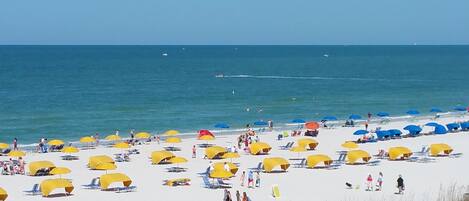 On the beach, white sand