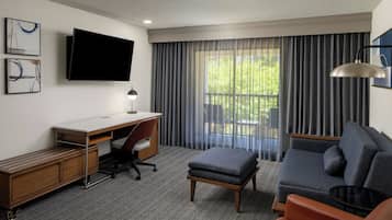 36-inch flat-screen TV with cable channels, TV