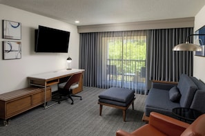 36-inch flat-screen TV with cable channels, TV