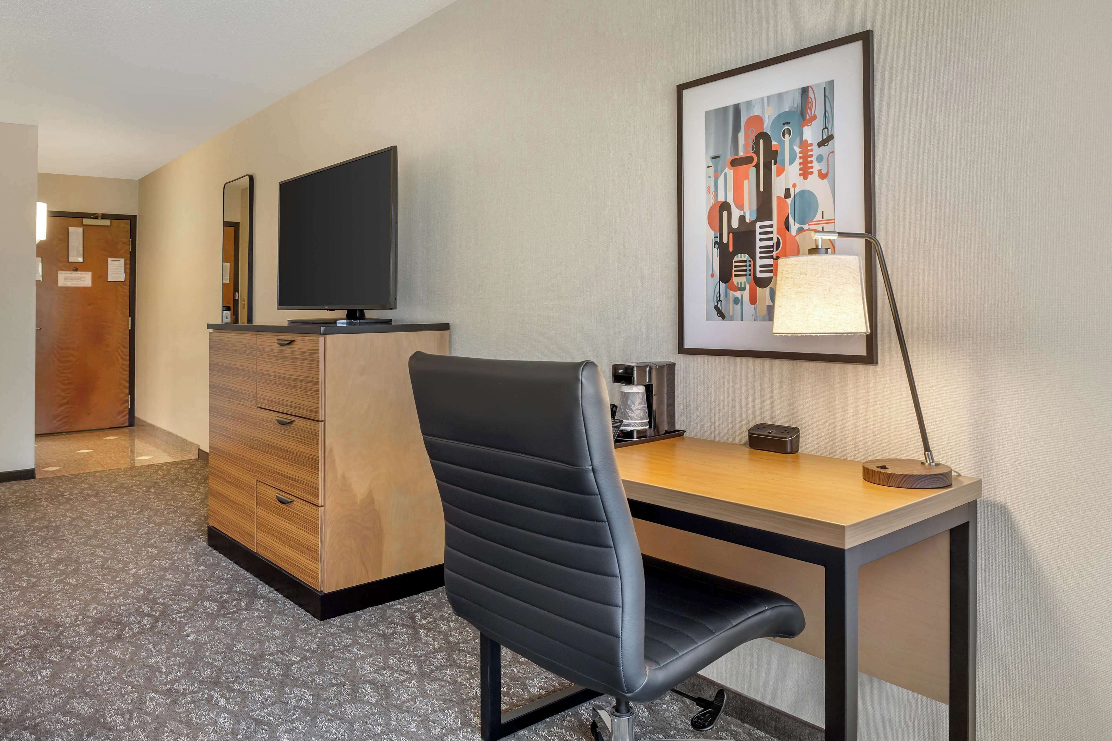 1 bedroom, desk, blackout curtains, iron/ironing board