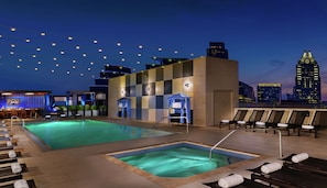 Outdoor pool, sun loungers