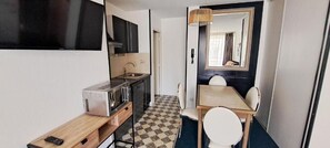 Mini-fridge, microwave, stovetop, dishwasher