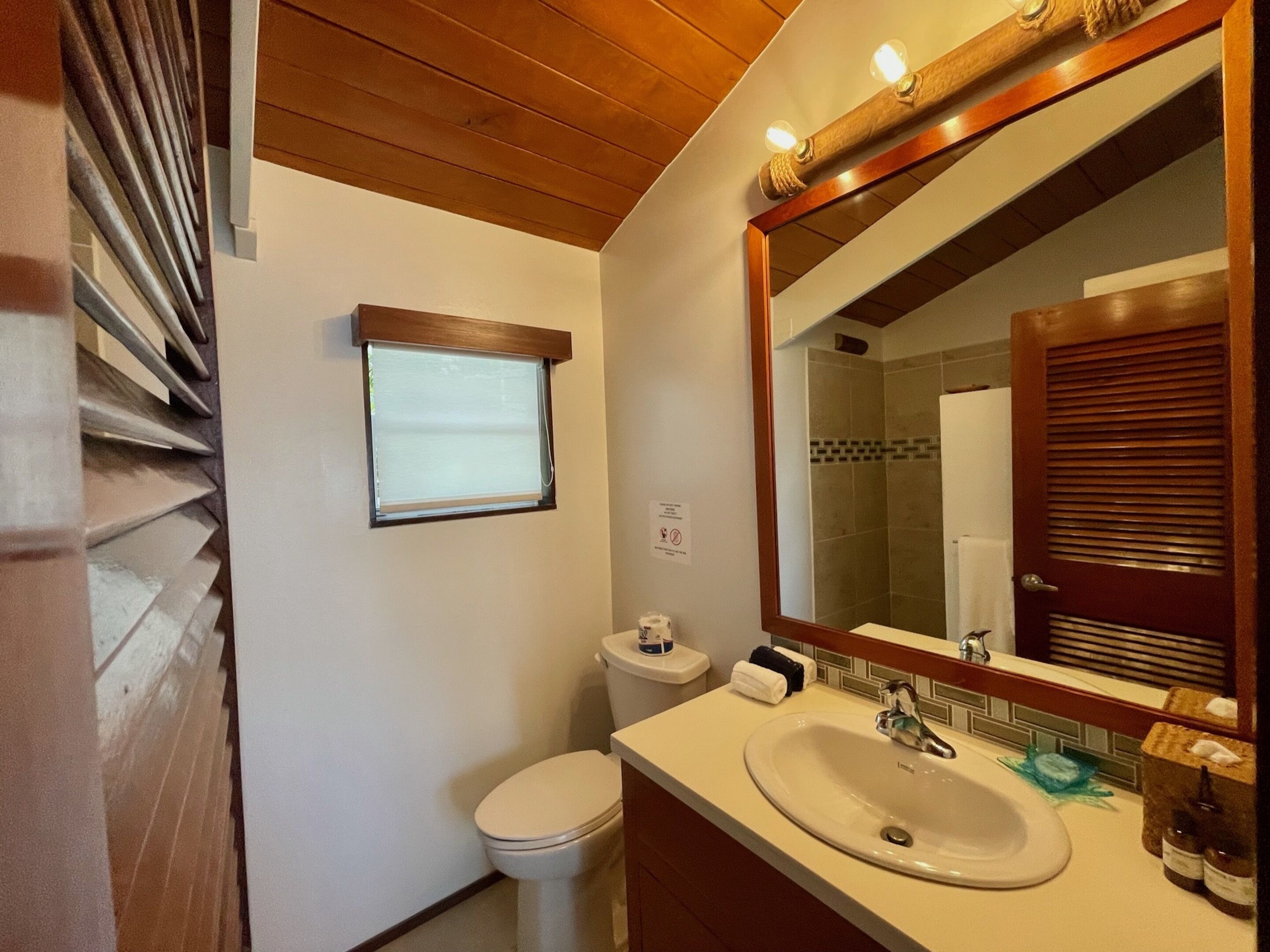 ocean view balcony | bathroom | shower, designer toiletries, hair dryer, towels