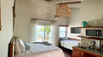 Ocean View Junior Suite Balcony | Egyptian cotton sheets, premium bedding, pillow-top beds, in-room safe