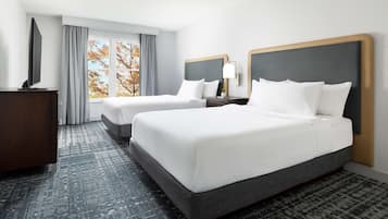 Desk, blackout drapes, soundproofing, iron/ironing board