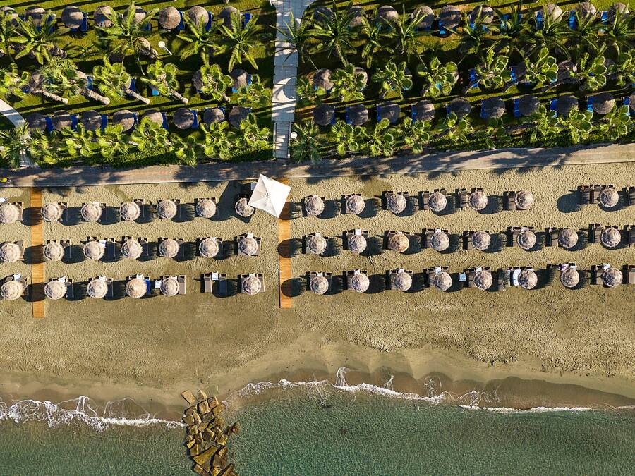 On the beach, free beach cabanas, sun loungers, beach umbrellas