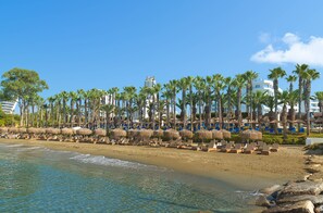 On the beach, free beach cabanas, sun loungers, beach umbrellas