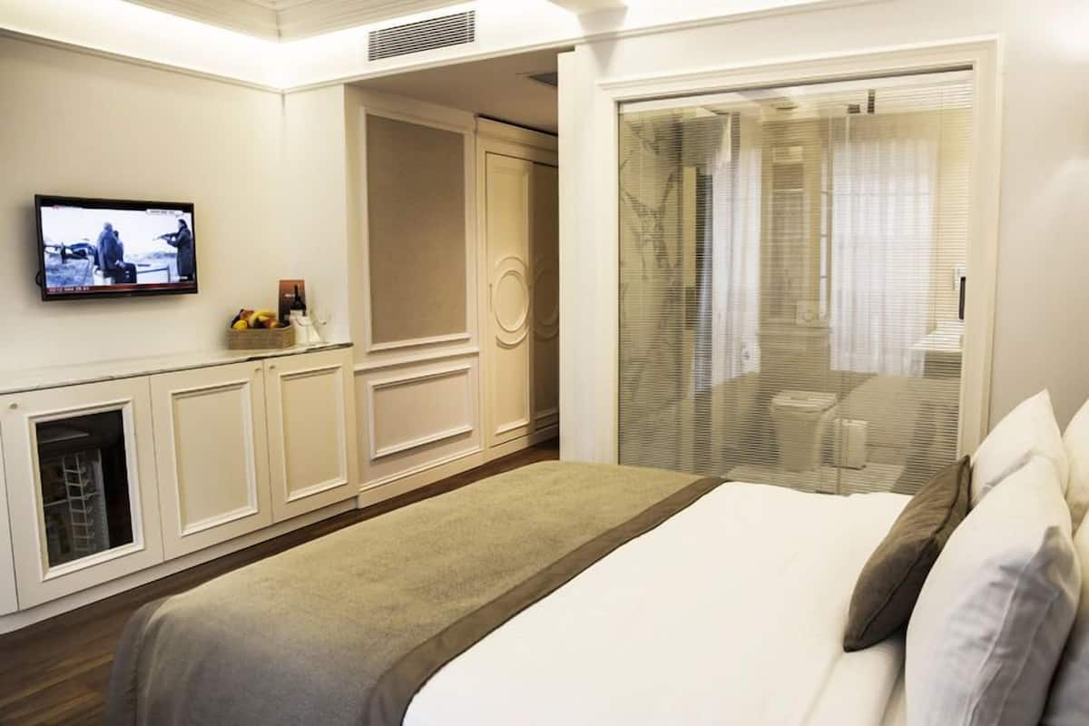 Habitación doble Deluxe | Minibar, caja de seguridad en la habitación y escritorio 