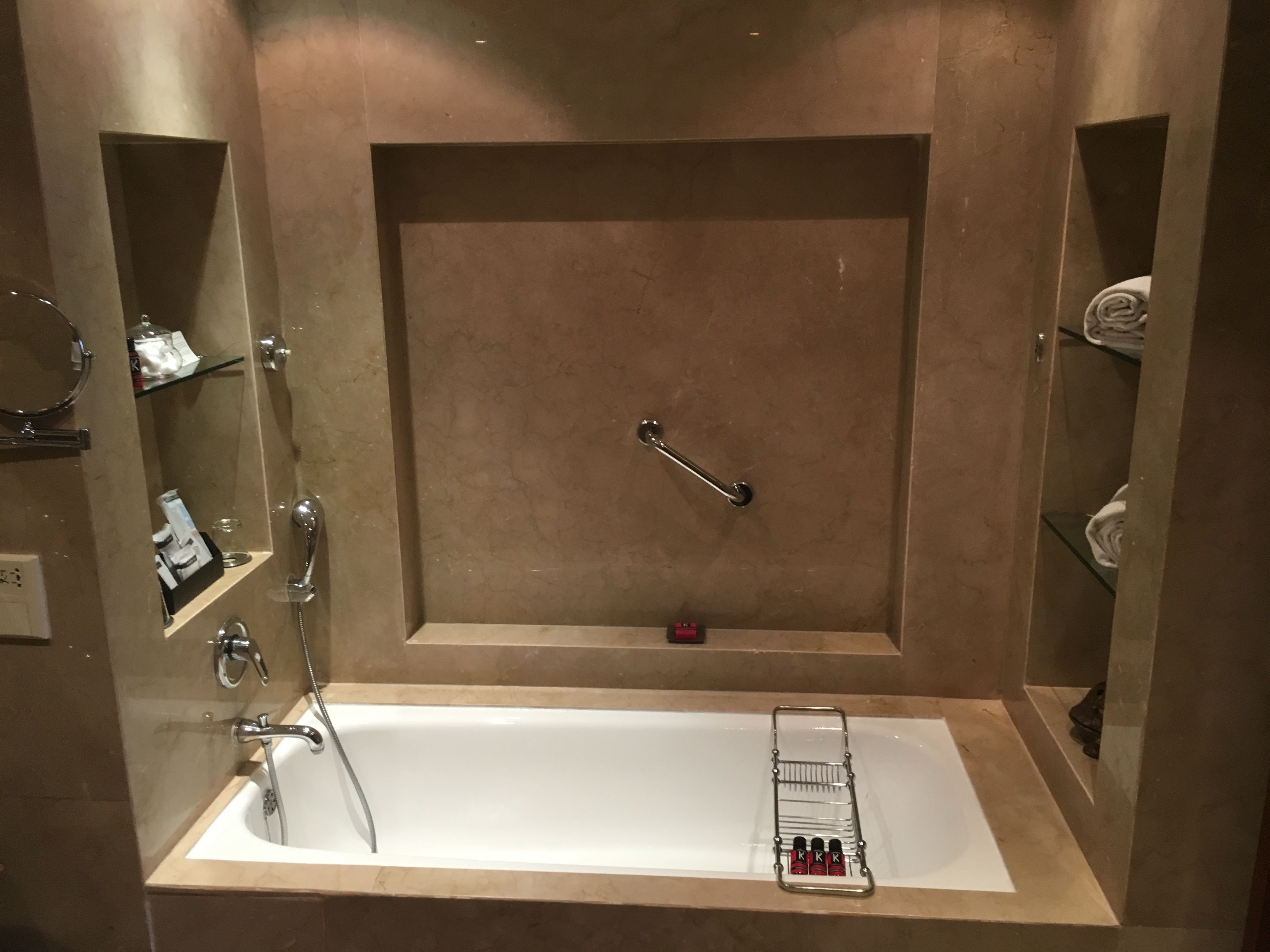 the lalit executive suite | bathroom | separate bathtub and shower, deep-soaking bathtub, rainfall showerhead