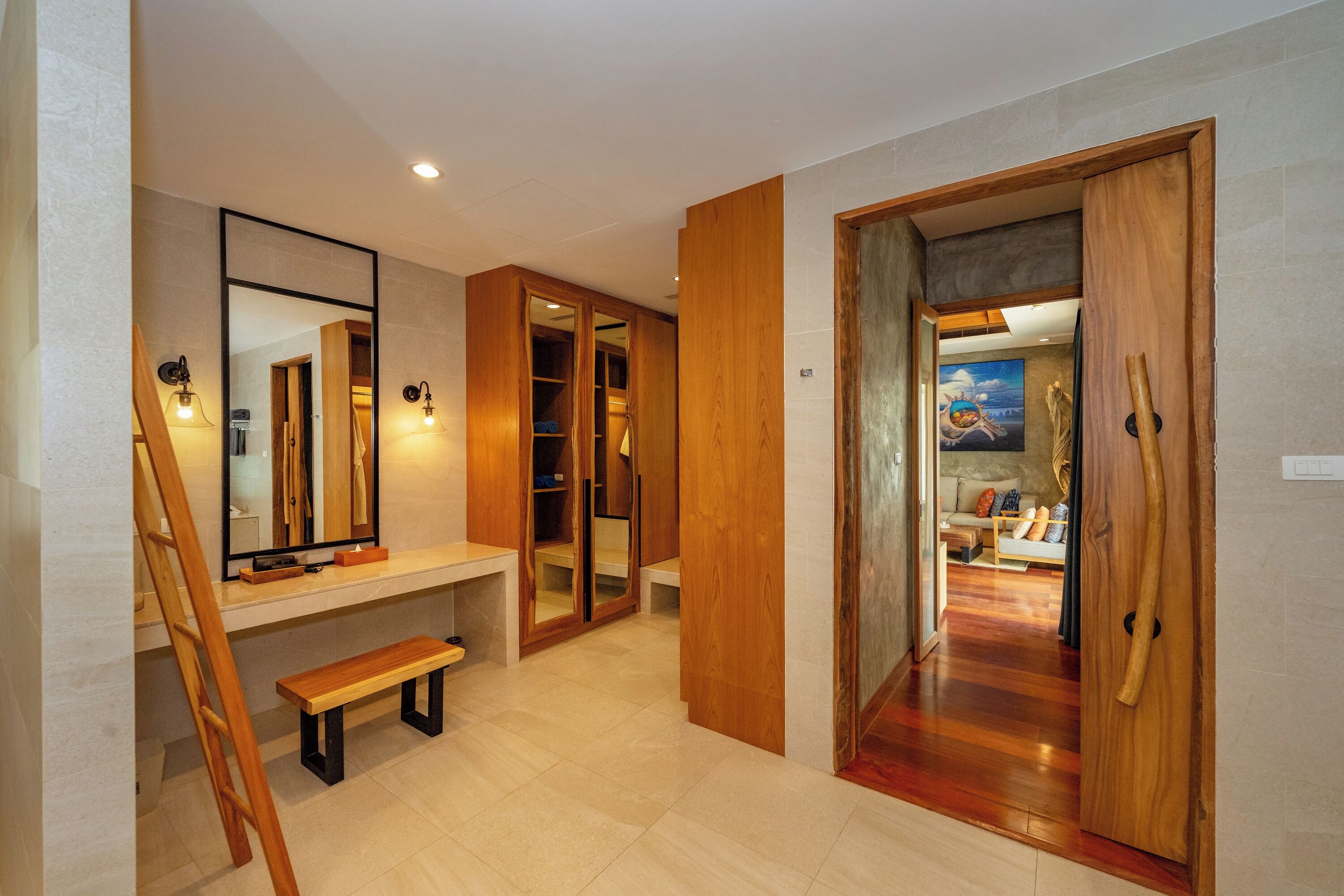 tropical pool villa | bathroom | eco-friendly toiletries, hair dryer, bathrobes, slippers