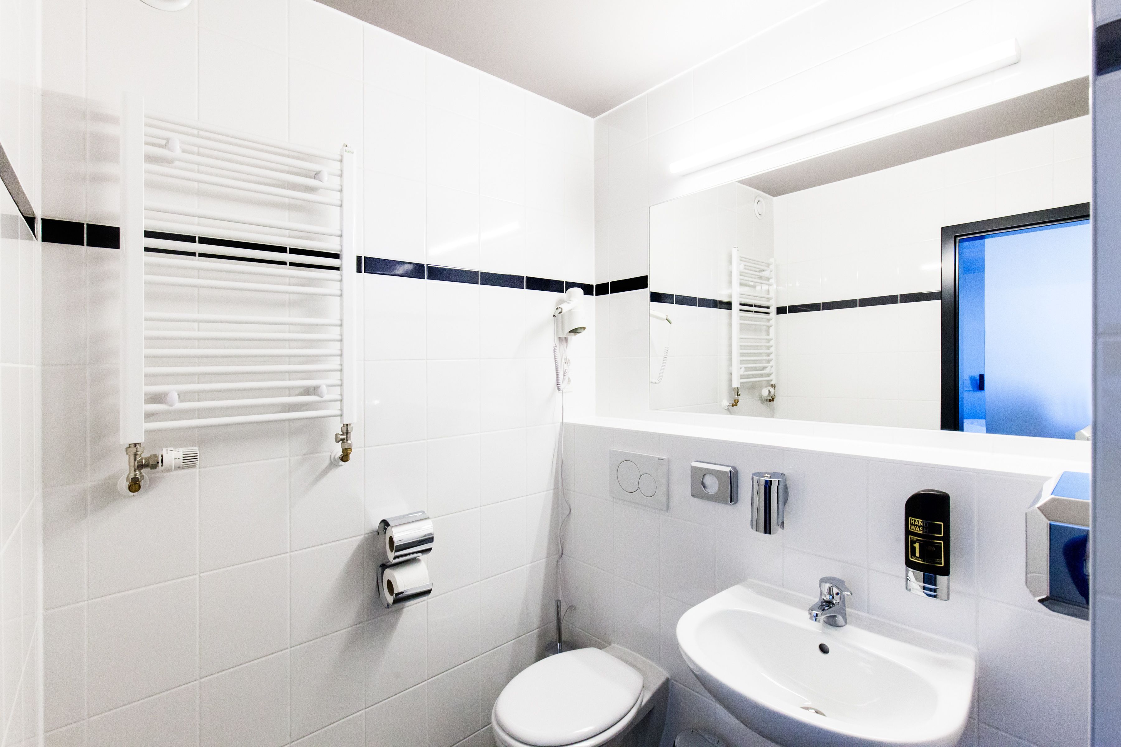 shower, eco-friendly toiletries, hair dryer, soap