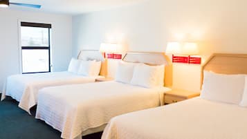 Laptop workspace, free WiFi, bed sheets