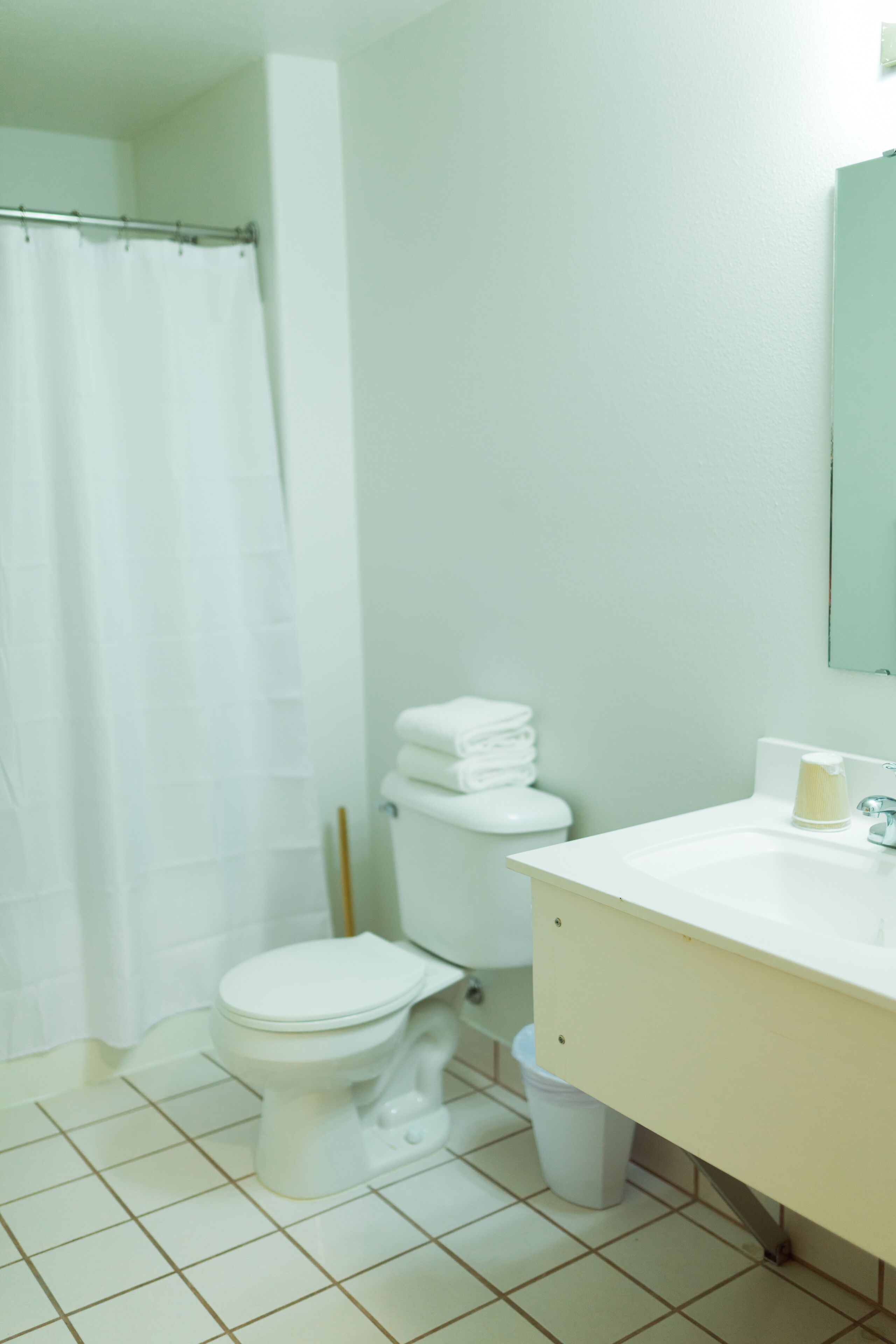 standard room, 2 double beds | bathroom | combined shower/bathtub, towels, soap, shampoo
