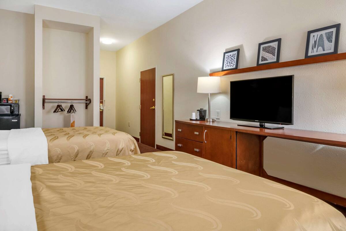 room, 2 double beds, accessible, non smoking | in-room safe, desk, laptop workspace, blackout curtains
