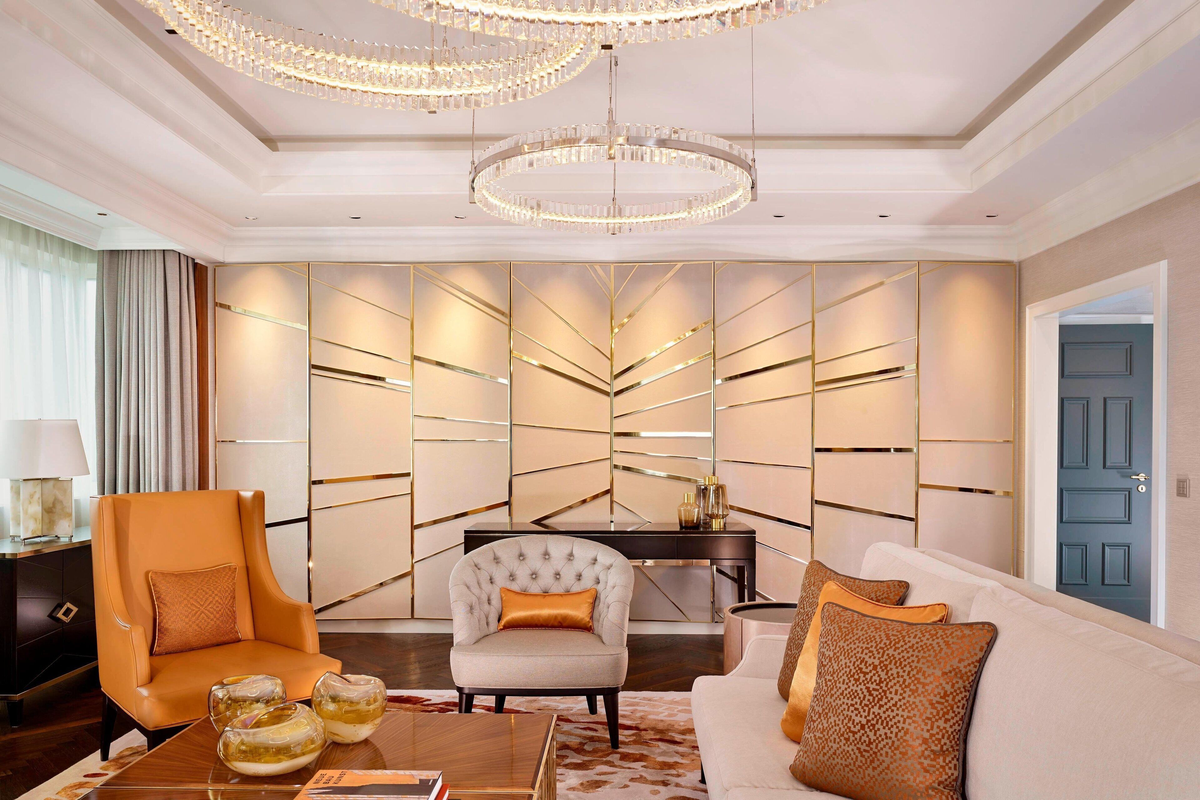 club suite, multiple beds (club lounge access,skyline view) | living area | 32-inch flat-screen tv with satellite channels, tv, ipod dock