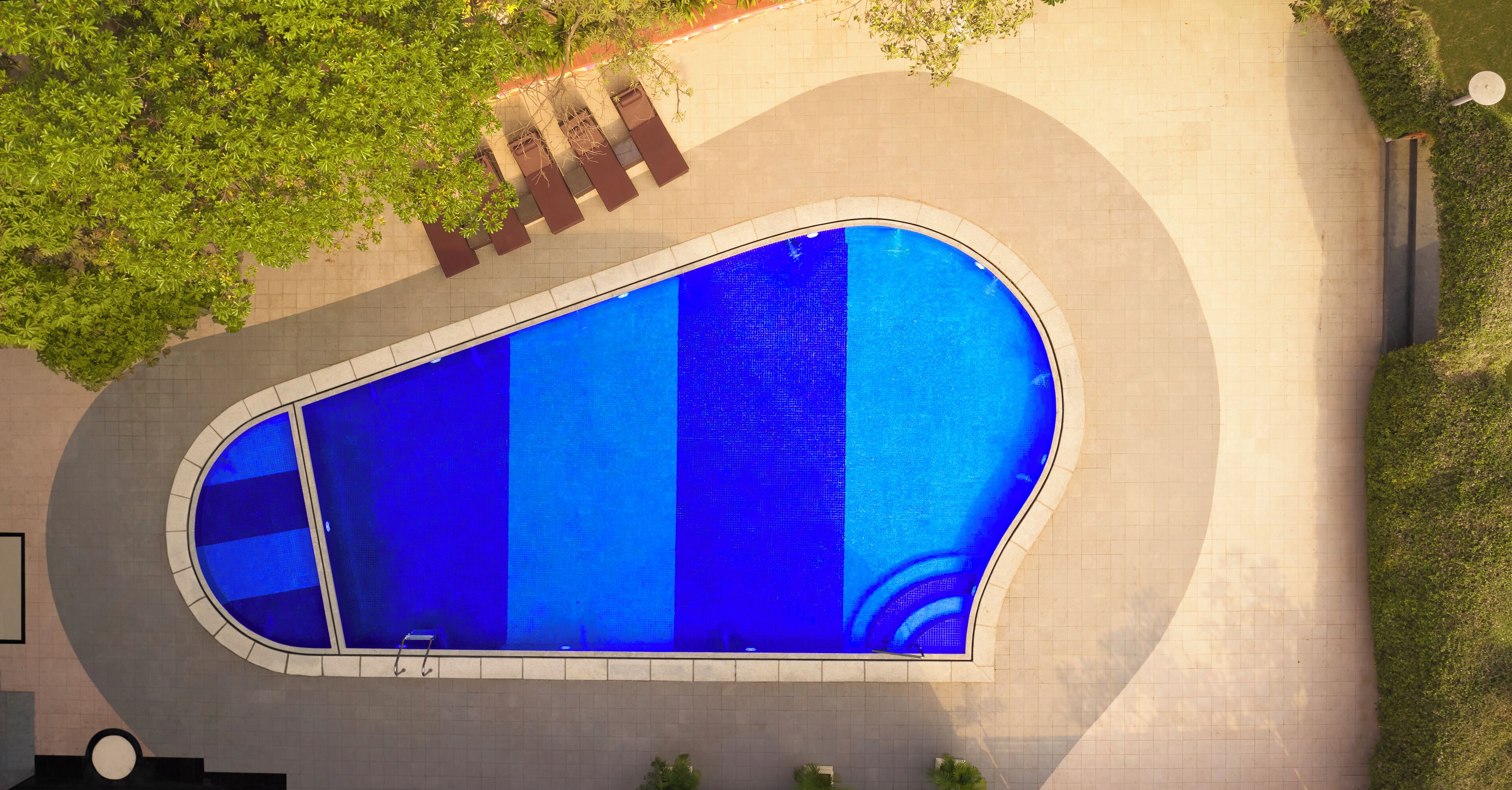 outdoor pool, pool loungers