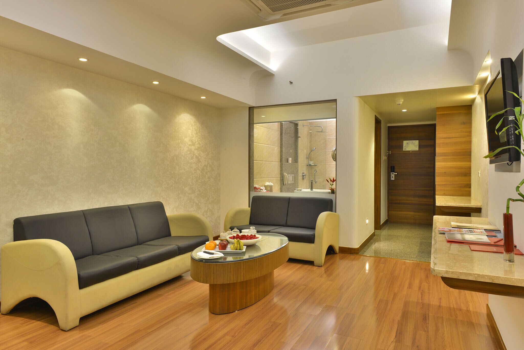executive suite city view queen bed | living area | 42-inch lcd tv with satellite channels, tv, pay films