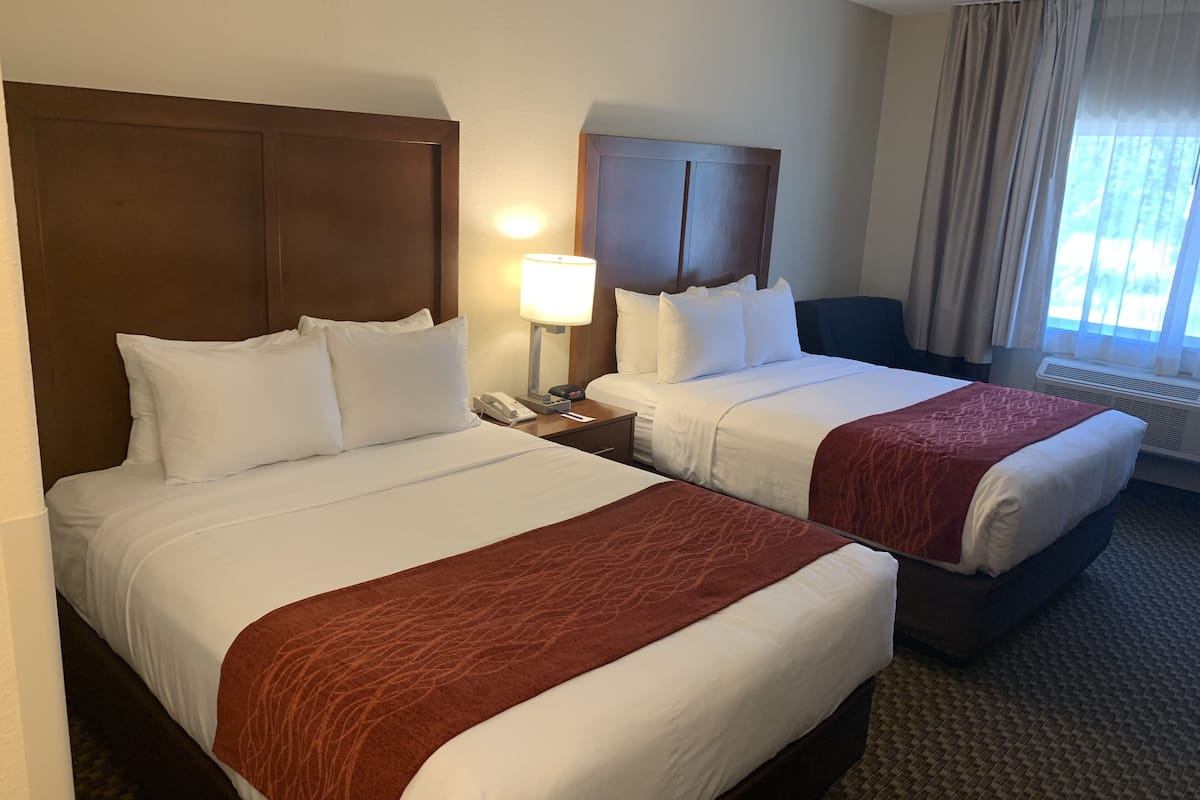 standard room, 2 queen beds | desk, laptop workspace, blackout curtains, iron/ironing board