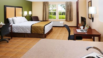 Desk, blackout drapes, iron/ironing board, free WiFi