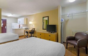 Desk, blackout drapes, iron/ironing board, free WiFi