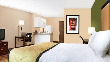 Desk, blackout drapes, iron/ironing board, free WiFi