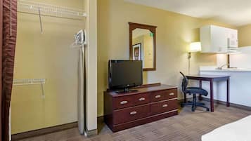 Desk, blackout curtains, iron/ironing board, free WiFi