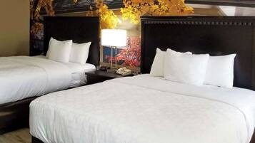 Desk, blackout curtains, iron/ironing board, free cots/infant beds