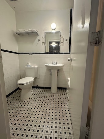 Combined shower/tub, hair dryer. Mark Twain Motor Inn