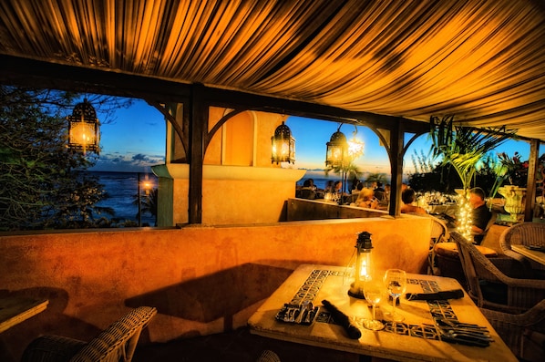 Breakfast, lunch, dinner served; Fusion cuisine, sea views