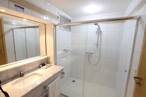 Free toiletries, hair dryer, bidet, towels