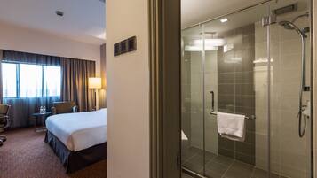 Shower, free toiletries, hair dryer, slippers